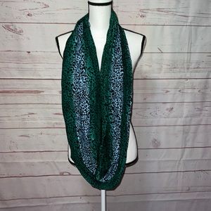 Vibrant greens and blues leopard print infinity scarf